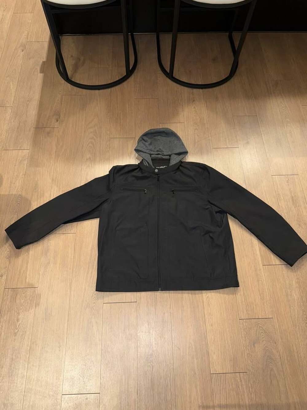 Black Rivet Men's XXL Black Hooded Jacket Sweatshirt Hood Lining Full Zip